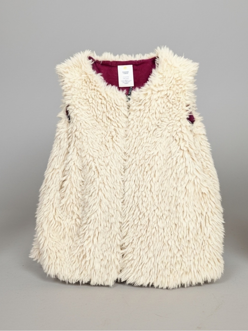 Tucker + Tate Girls Faux Fur Sherpa Vest Cream M 10 12 Full Zip Fall Lined EUC